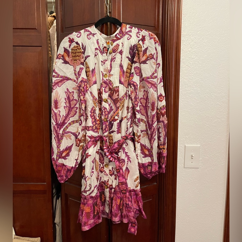 Farm Rio Subset Tapestry Long Sleeve Belted Dress